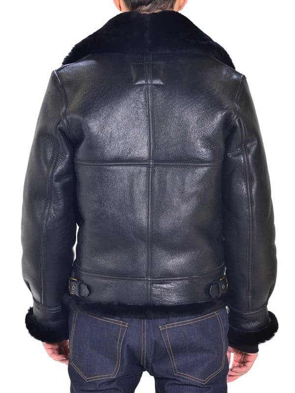 Classic B-3 Sheepskin Leather Bomber Jacket - Image 2