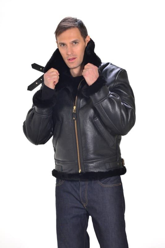 Classic B-3 Sheepskin Leather Bomber Jacket - Image 5
