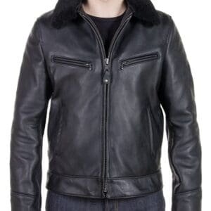 Antique Cowhide Rancher Jacket with Sheepskin Collar