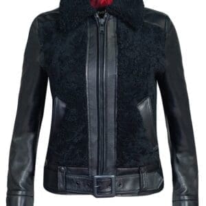 Women’s Sheepskin Jacket with Cowhide Trim