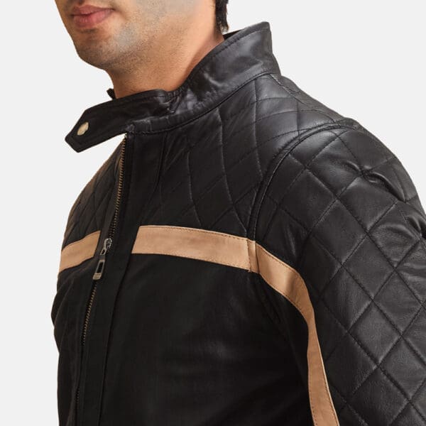 Danson Black Leather Bomber Jacket - Image 5