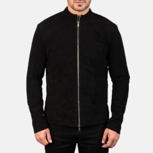 Charcoal Suede Biker Jacket