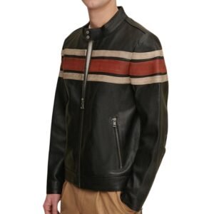 DALE RETRO STRIPED LEATHER JACKET