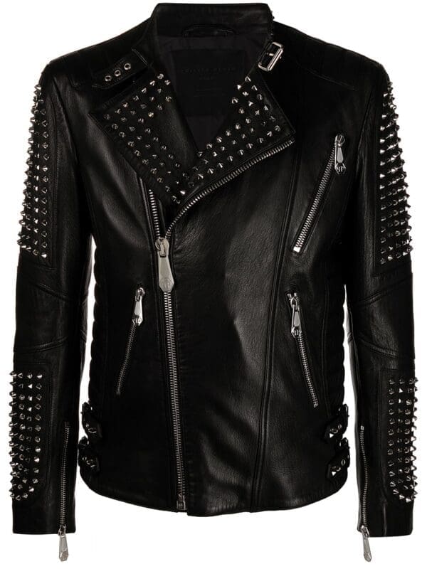 Casual Men's Stud Leather Jacket