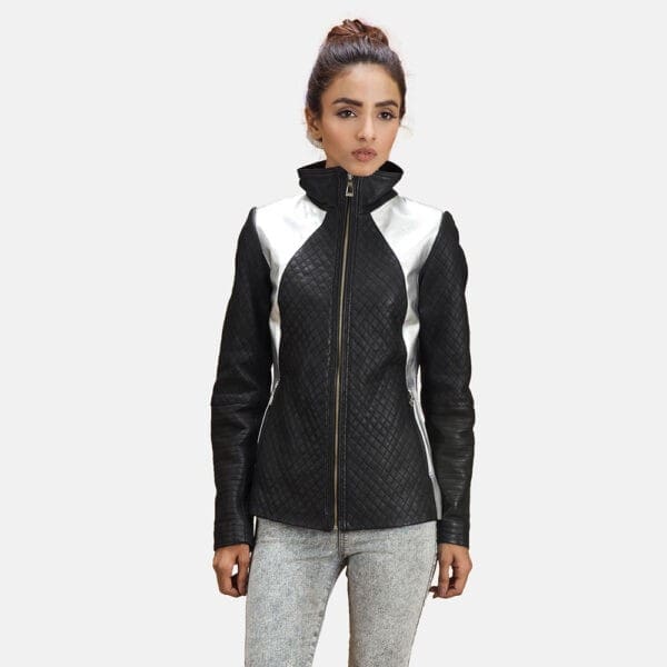 Silver Leather Jacket Women, Silver Leather Jacket, Custom Jacket Co