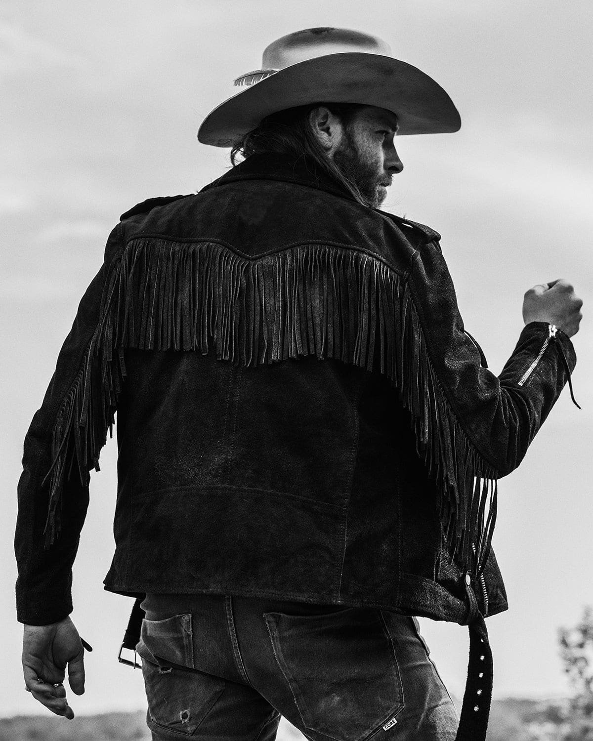 Brown Fringe Suede Leather Jacket Men, Custom Jacket Co