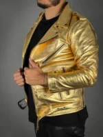 Gold Leather Jacket Men, Gold Leather Jacket, Gold Jacket, Custom Jacket Co