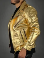 Gold Leather Jacket Men, Gold Leather Jacket, Gold Jacket, Custom Jacket Co