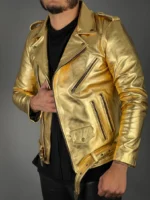 Gold Leather Jacket Men, Gold Leather Jacket, Gold Jacket, Custom Jacket Co