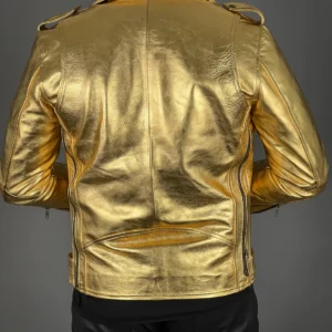 Gold Leather Jacket Men