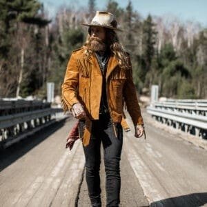 Brown Fringe Suede Leather Jacket Men