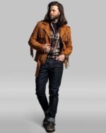 Brown Leather Jacket Women, Fringe Jacket, Suede Jacket women, Custom Jacket Co