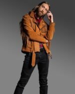 Brown Leather Jacket Women, Fringe Jacket, Suede Jacket women, Custom Jacket Co