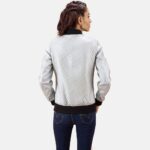 Silver Leather Jacket Women, Genuine Leather, Custom Jacket Co