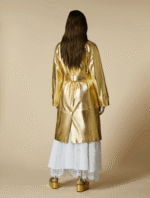 Gold Leather Coat Women, Leather Trench Coat Women, Custom Jacket Co