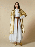 Gold Leather Coat Women, Leather Trench Coat Women, Custom Jacket Co