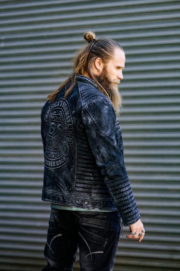 USA Leather Jacket Embossed - Image 2
