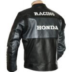 Black Honda Motorbike Genuine Cowhide Leather Jacket for Men's
