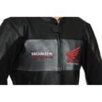 Black Honda Motorbike Genuine Cowhide Leather Jacket for Men's