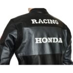 Black Honda Motorbike Genuine Cowhide Leather Jacket for Men's