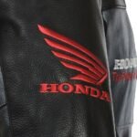 Black Honda Motorbike Genuine Cowhide Leather Jacket for Men's
