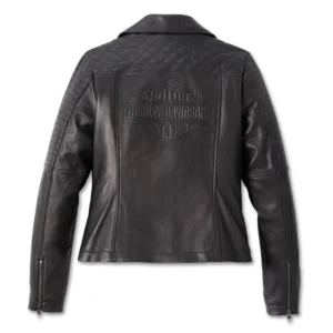 Women’s Classic Biker Debossed Leather Jacket