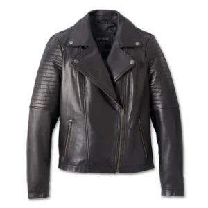 Women’s Classic Biker Debossed Leather Jacket