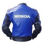 Cowhide Honda Blue Racing Motorbike Leather Jacket