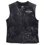 Cafe Racer Black Harley Davidson Genuine Leather HD Vest