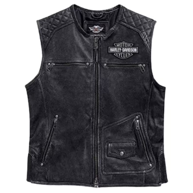 Cafe Racer Black Harley Davidson Genuine Leather HD Vest