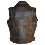 Harley Davidson Men’s Pure Brown Distressed Leather Biker Vest