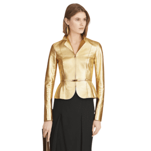 Gold Leather Jacket Women