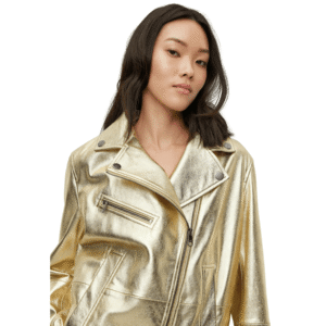 Gold Leather Jacket Women