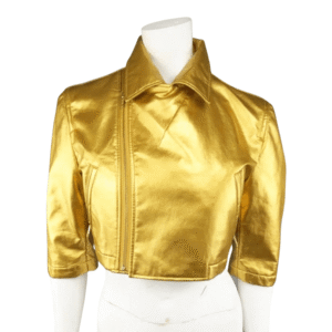 Gold Leather Jacket Women