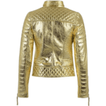 Gold Leather Jacket Women