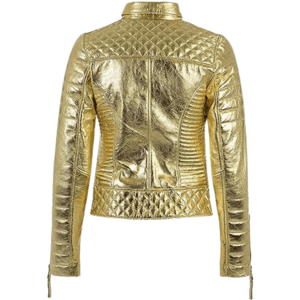 Gold Leather Jacket Women