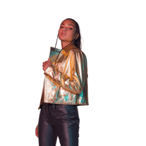 Gold Leather Jacket Women - Designer Leather Jacket - Biker Jacket - Motorcycle Jacket - Handmade Jacket - Italian Leather - Gifts for Her