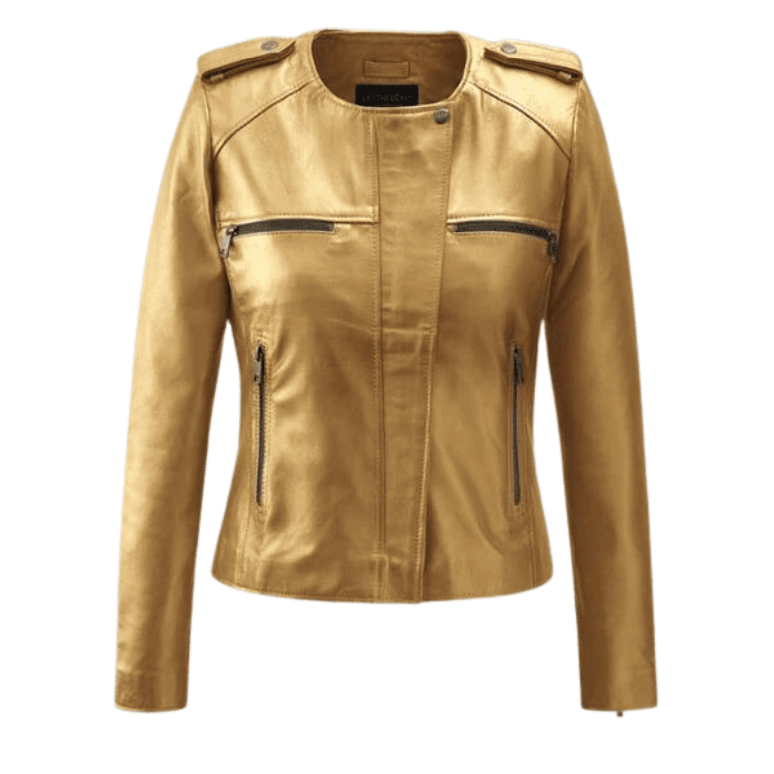 Gold Leather Jacket Women