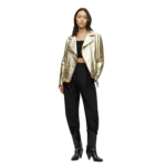 Gold Leather Jacket Women