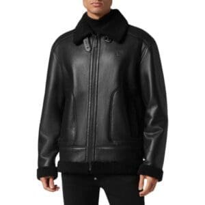 PHILIPP PLEIN SHEARLING JACKET SKULL&BONES