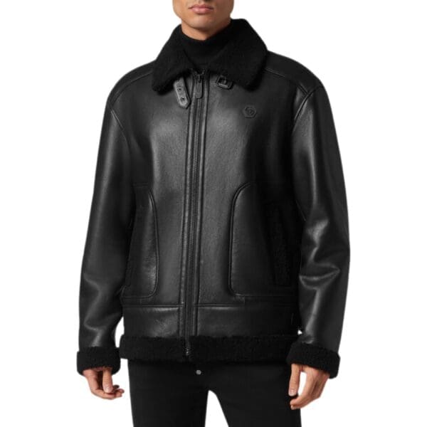 PHILIPP PLEIN SHEARLING JACKET SKULL&BONES