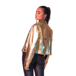 Gold Leather Jacket Women - Designer Leather Jacket - Biker Jacket - Motorcycle Jacket - Handmade Jacket - Italian Leather - Gifts for Her