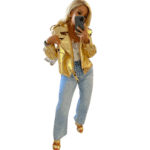 Metallic Gold ITALIANSKINS Leather Jacket Women