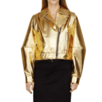 Gold Leather Jacket Women
