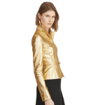 Gold Leather Jacket Women