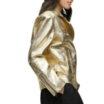 Gold Leather Jacket Women