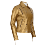 Gold Leather Jacket Women