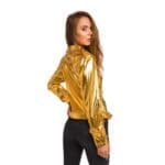 Gold Leather Jacket Women