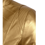 Gold Leather Jacket Women - Handmade Designer Jacket - Biker Jacket - Motorcycle Jacket - Racing Jacket - Italian Leather - Gifts For Her