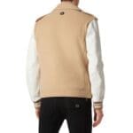 PHILIPP PLEIN WOOL AND LEATHER BIKER JACKET